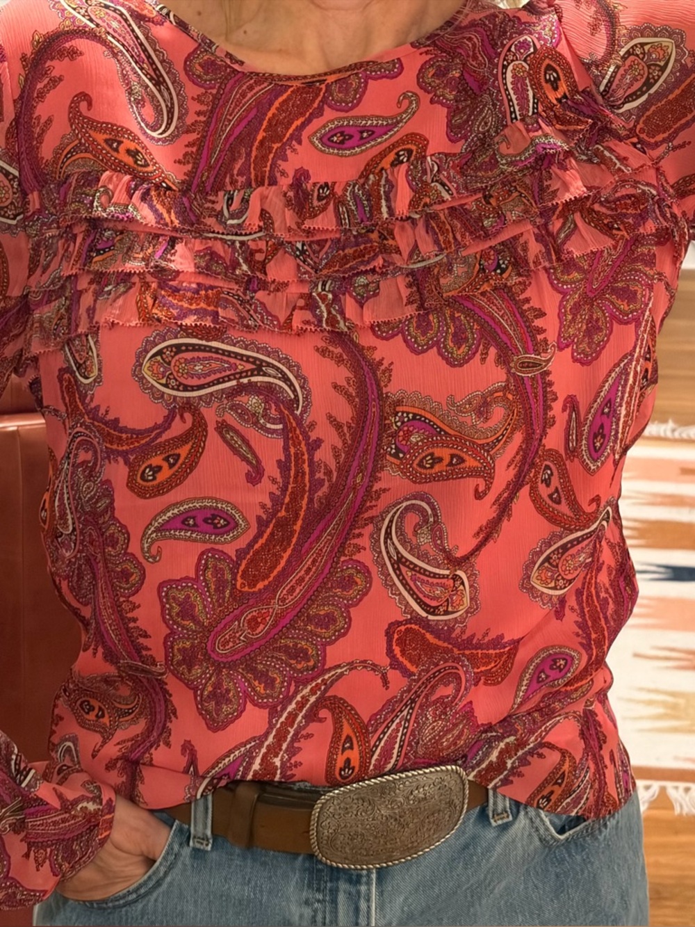 J.CREW Pink Paisley Chiffon Blouse